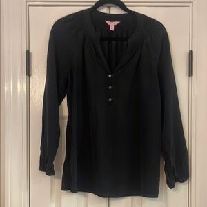 LILLY PULITZER Black Silk Elsa Top - Size M - GUC!